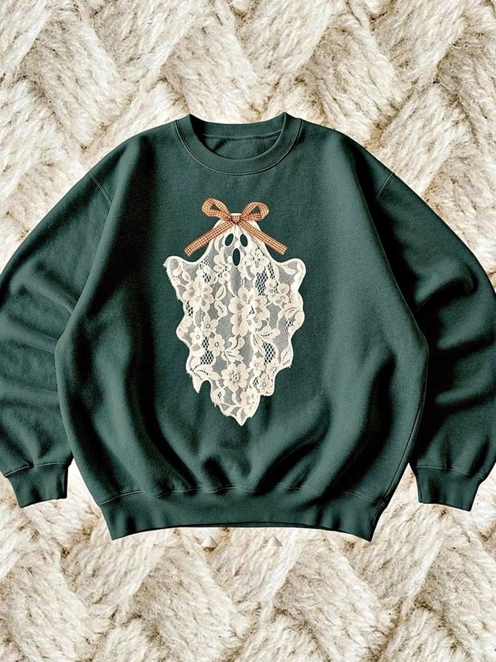 Vintage Lace Ghost Crewneck Coquette Aesthetic Halloween Sweatshirt